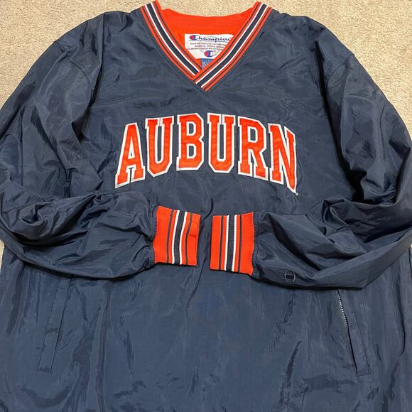 Vintage Champion Auburn Tigers Navy Windbreaker Jacket Large - Picture 1 of 7